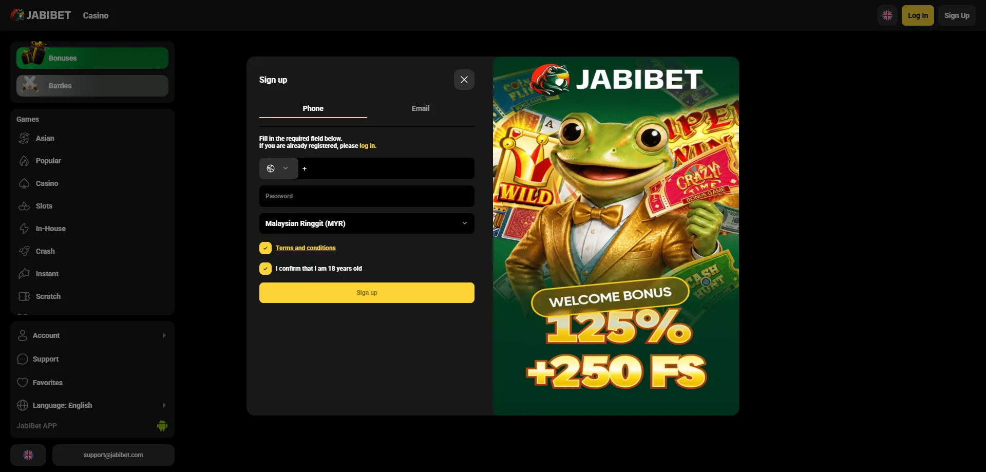 How to register and create account at Jabibet Casino Bangladesh